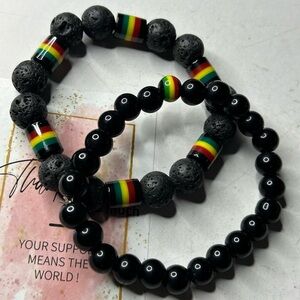Black Onyx & Lava Rasta Bracelets